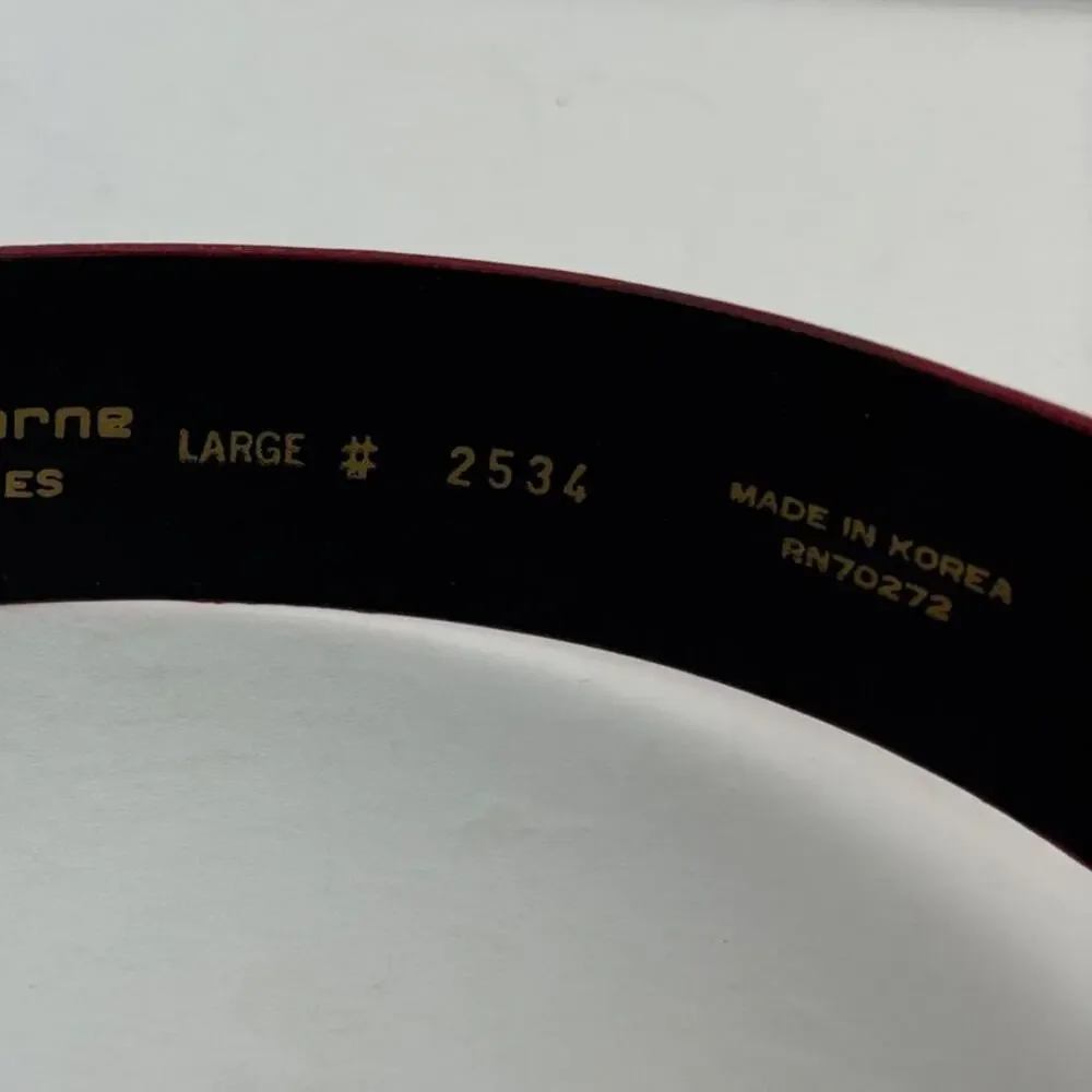 Vintage Liz Claiborne Red Leather Belt Large Snake Reptile 80s 90s